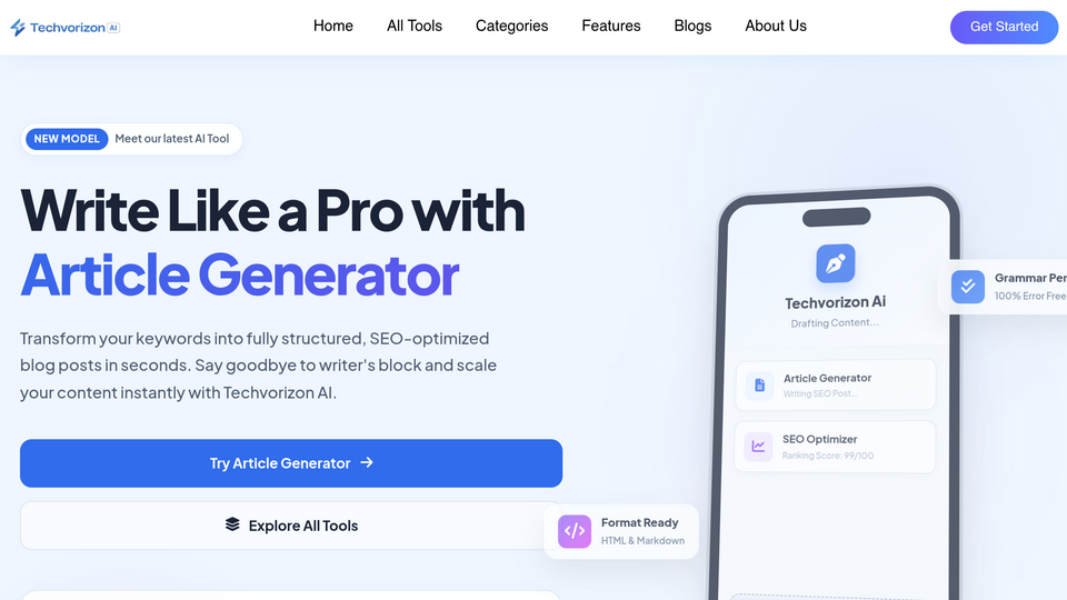 Screenshot of Techvorizon Ai