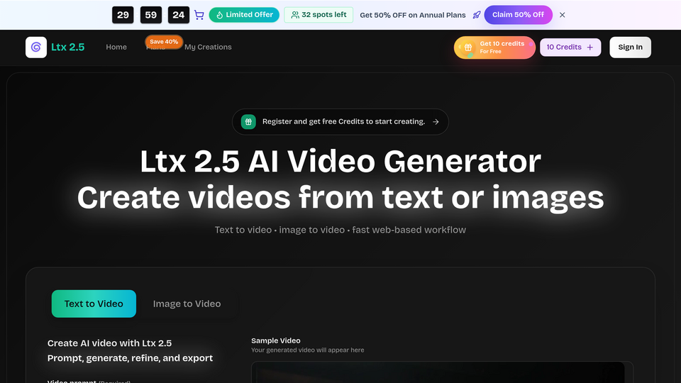 Screenshot of Ltx 2.5 AI Video