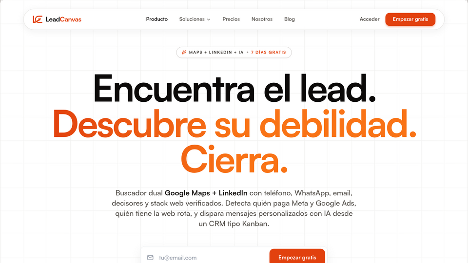 Screenshot of LeadCanvas