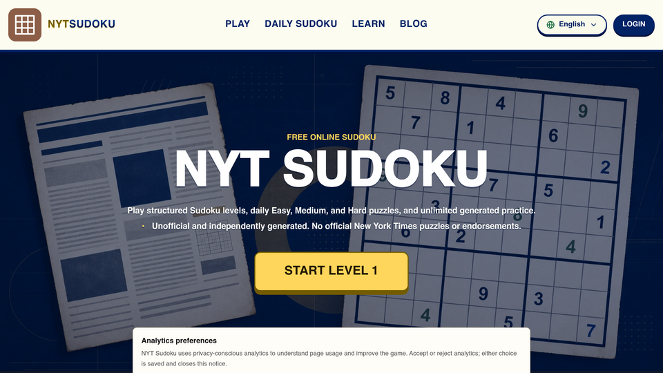 Screenshot of NYT Sudoku