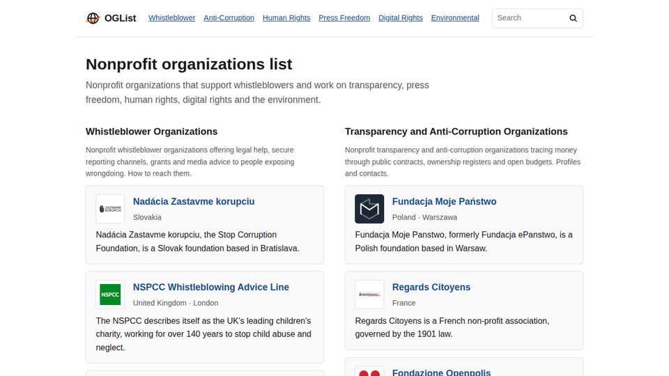 Screenshot of OGList
