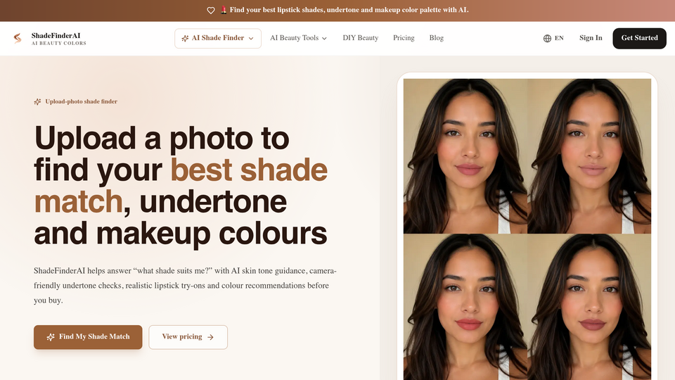 Screenshot of ShadeFinderAI