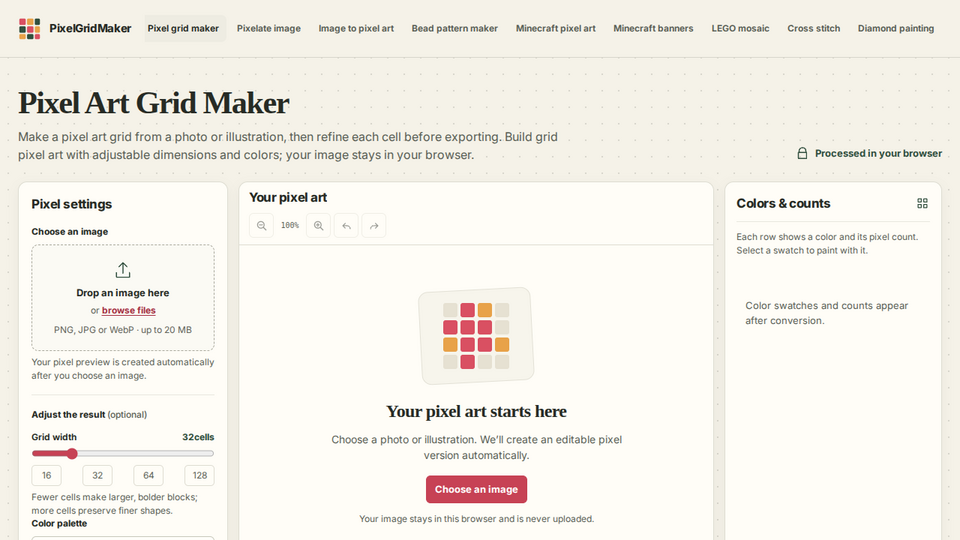 Screenshot of PixelGridMaker