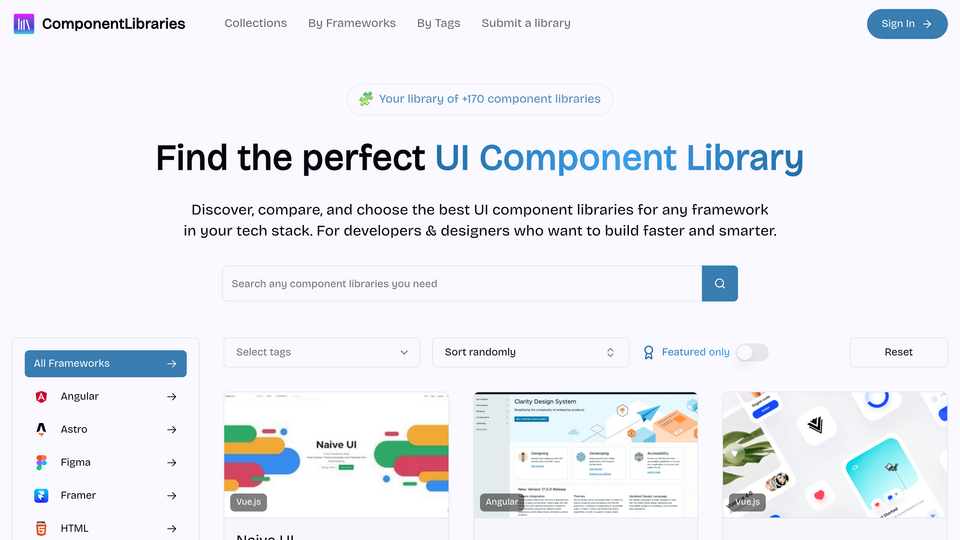Screenshot of Component Libraries
