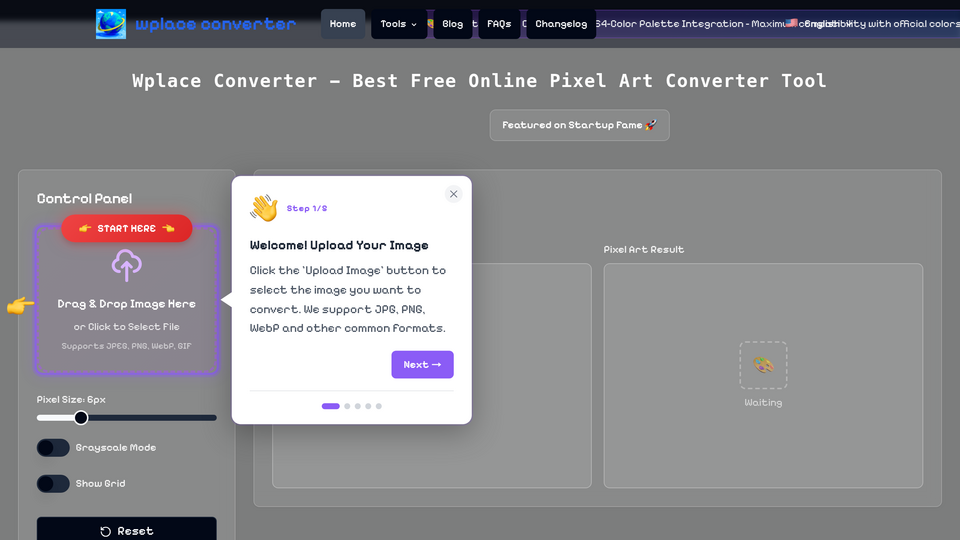 Screenshot of Wplace Pixel Art Convert