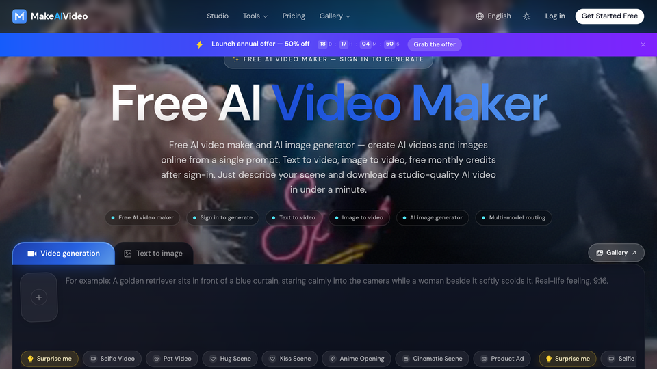 Screenshot of MakeAIVideo