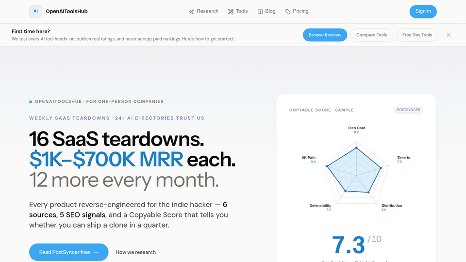 Screenshot of OpenAIToolsHub