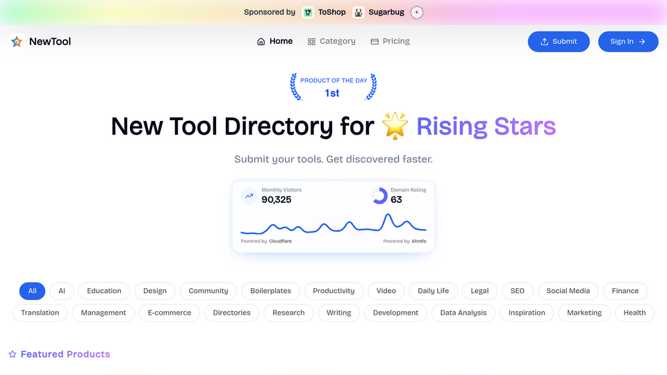 Screenshot of NewTool.site