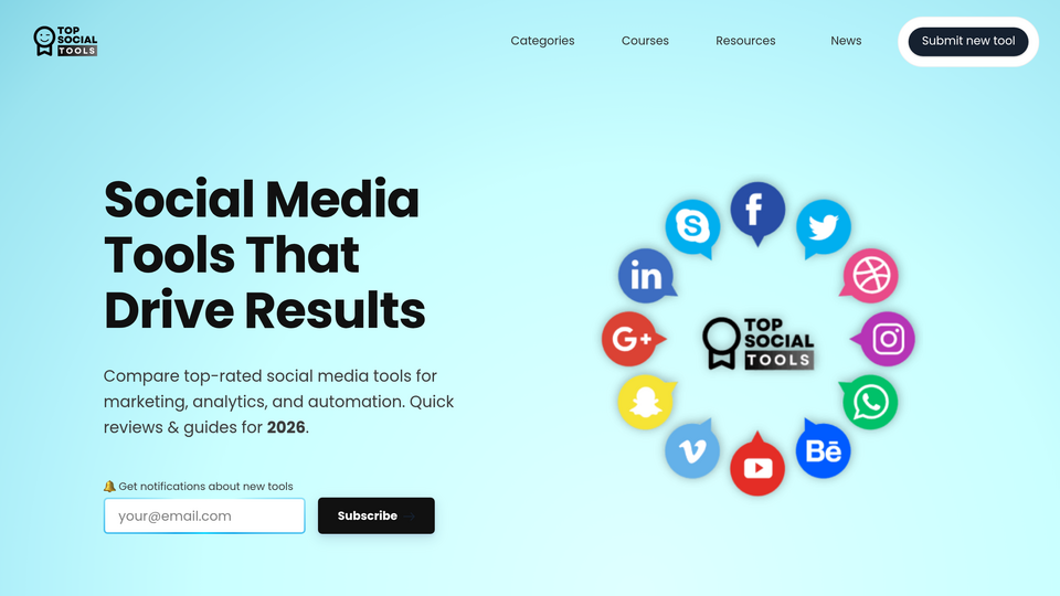 Screenshot of Top Social Tools