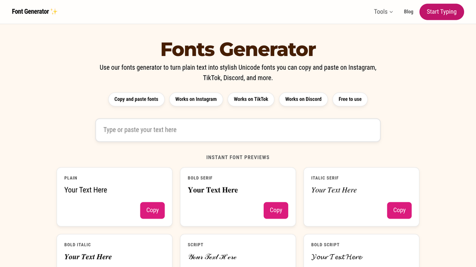 Screenshot of Font generator