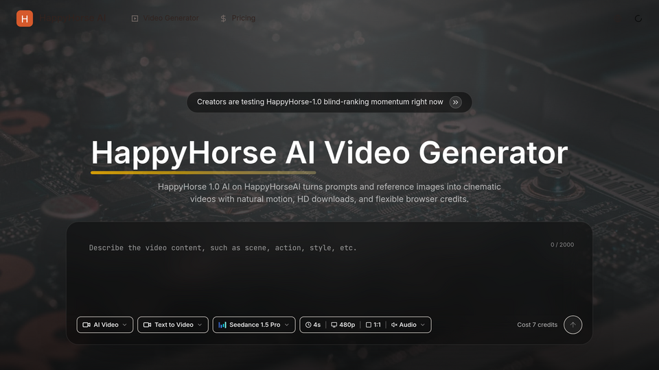 Screenshot of HappyHorse AI