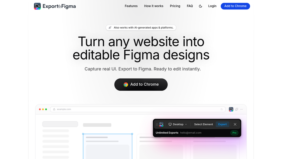 Screenshot of Export to Figma