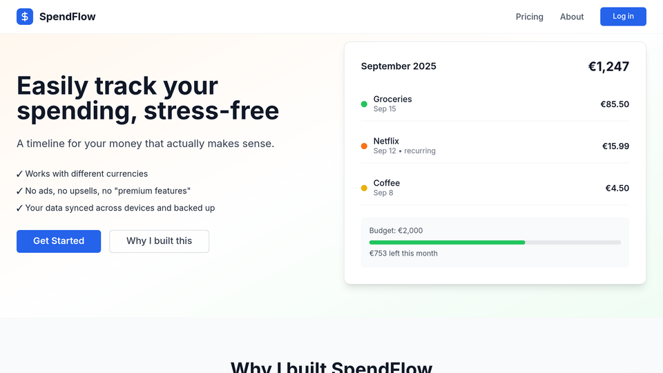 Screenshot of Spendflow