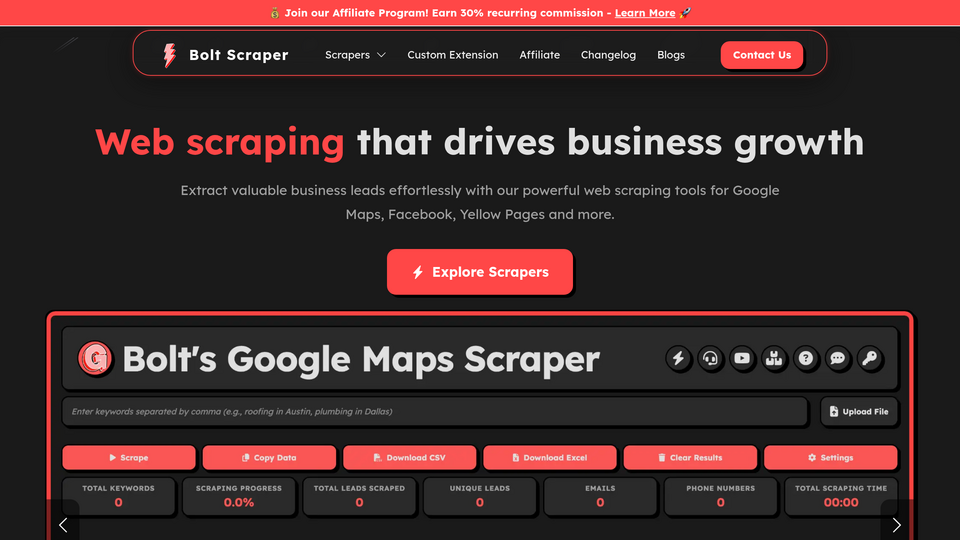 Screenshot of Bolt Scraper