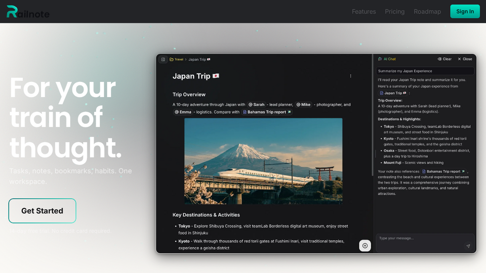 Screenshot of Railnote