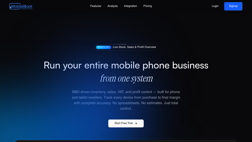 Screenshot of MobileStock