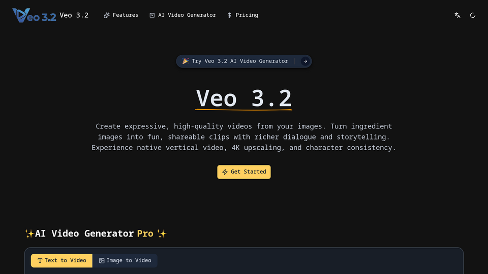 Screenshot of Veo 3.2