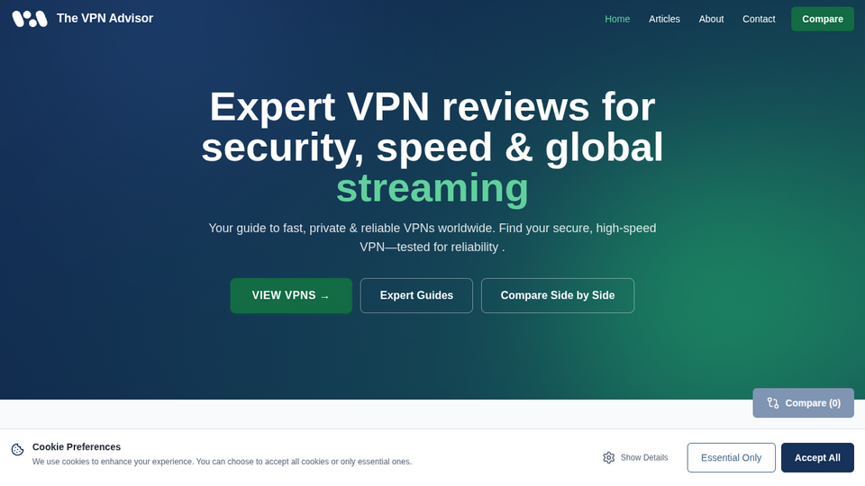 Screenshot of The VPN Advisor