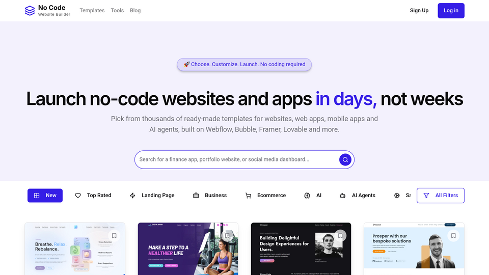 Screenshot of No Code Website Builder