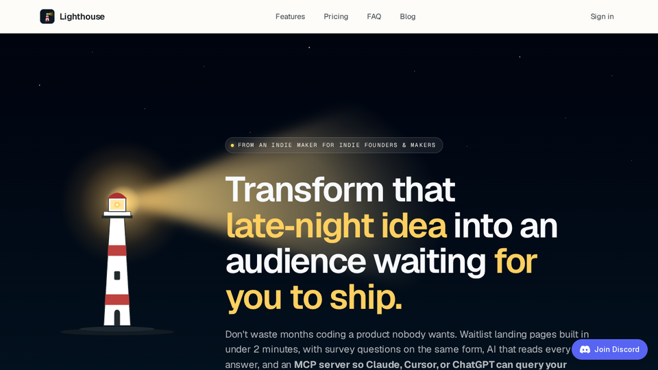 Screenshot of Lighthouse