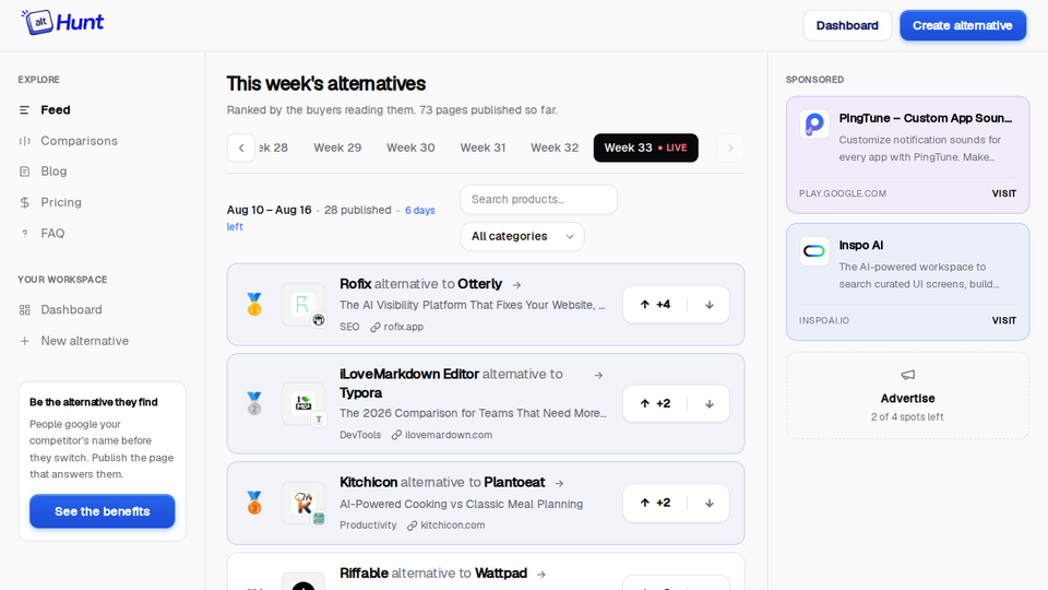 Screenshot of Alt Hunt