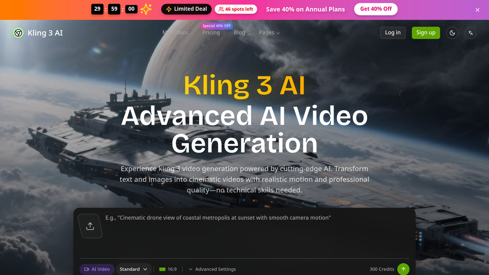 Screenshot of kling 3
