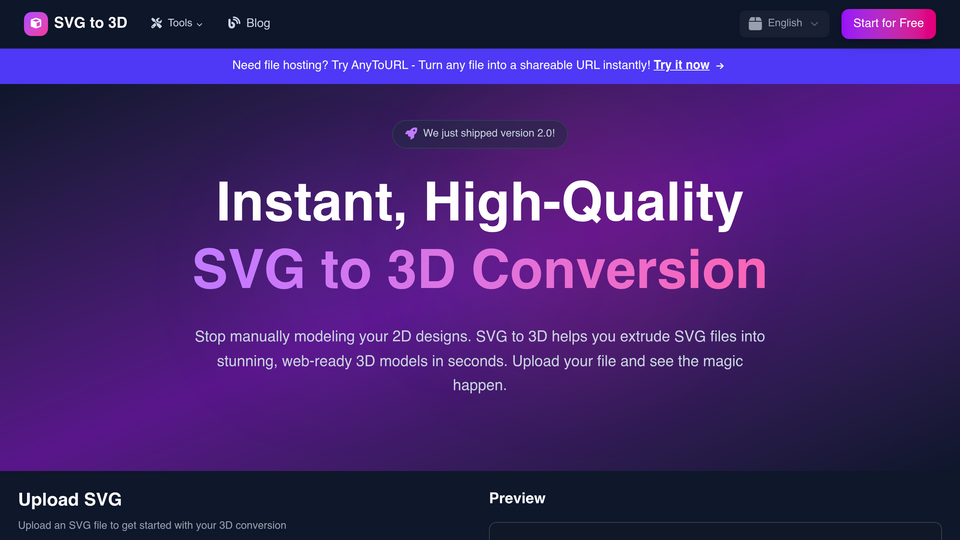 Screenshot of SVG to 3D