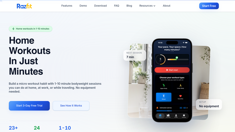 Screenshot of RazFit