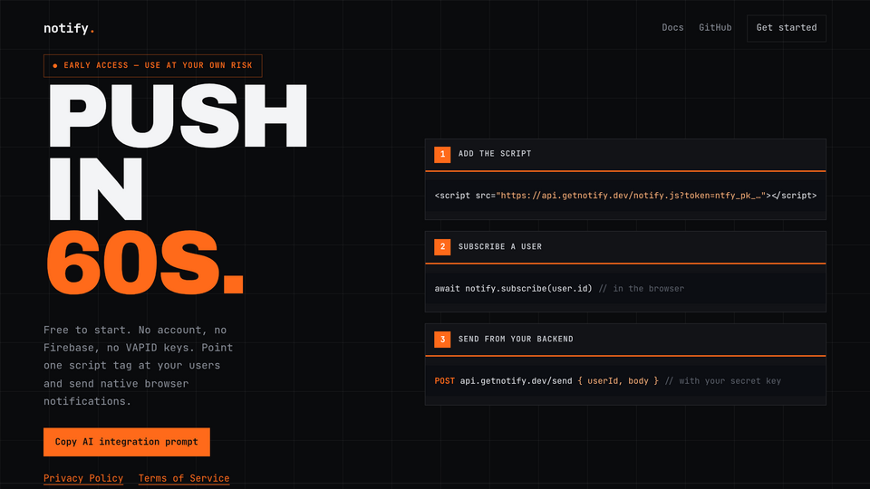 Screenshot of notify
