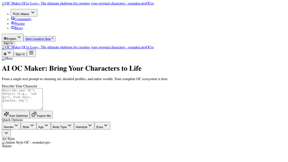 Screenshot of ocmaker