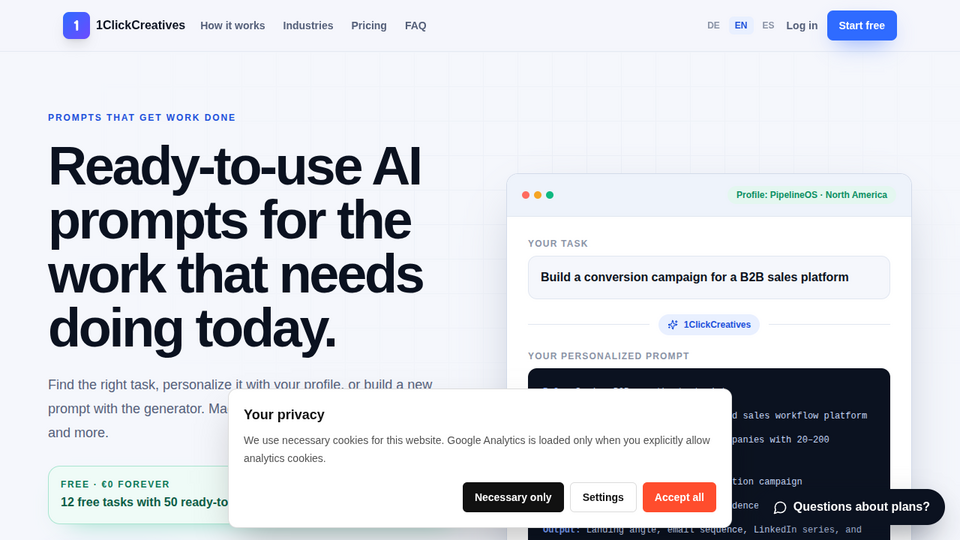 Screenshot of 1ClickCreatives