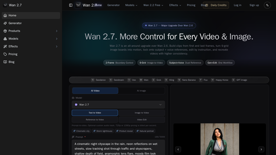 Screenshot of Wan 2.7