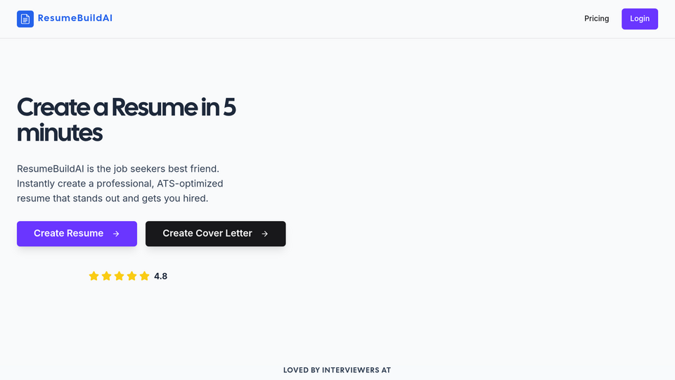 Screenshot of ResumeBuildAI