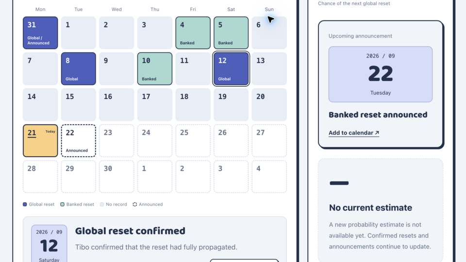 Screenshot of Codex Reset Calendar
