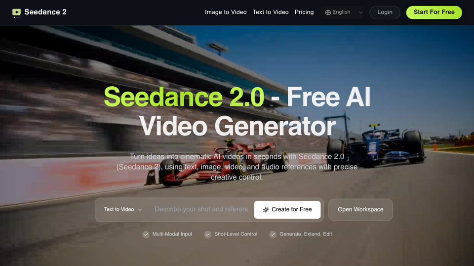 Screenshot of Seedance 2.0 AI