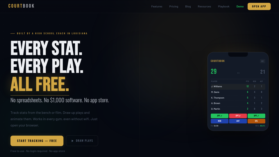 Screenshot of CourtBook