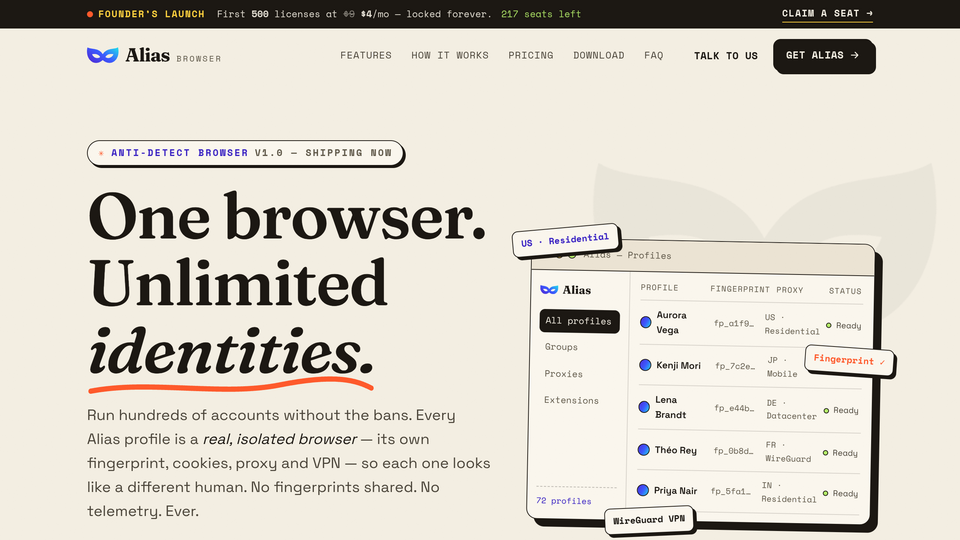 Screenshot of Alias Browser