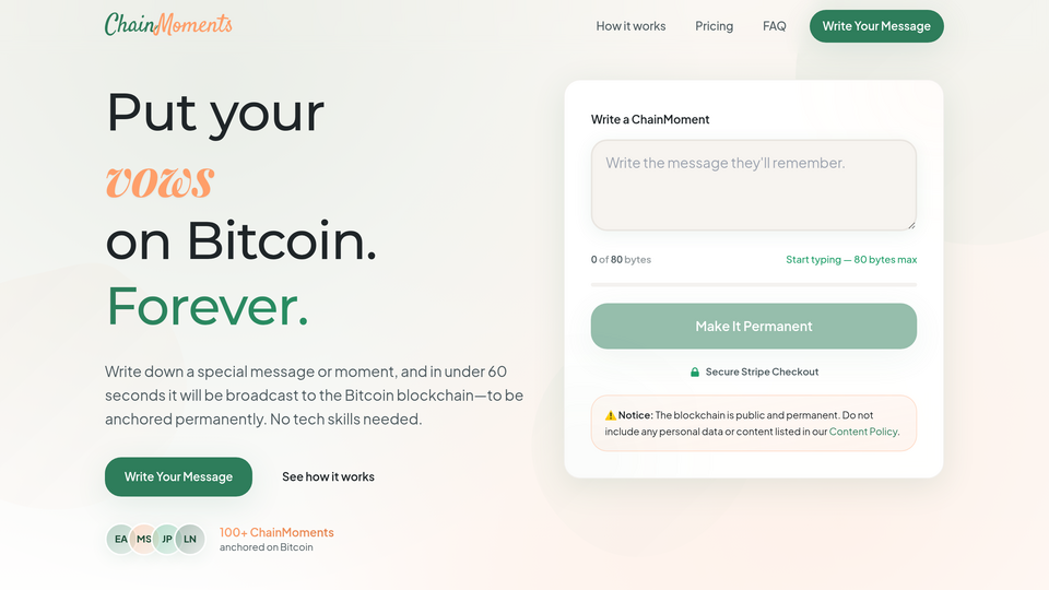 Screenshot of ChainMoments