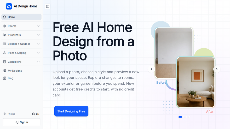 Screenshot of AI Design Home
