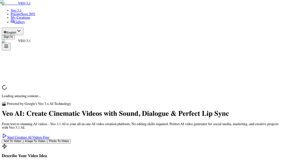 Screenshot of veo 3.1