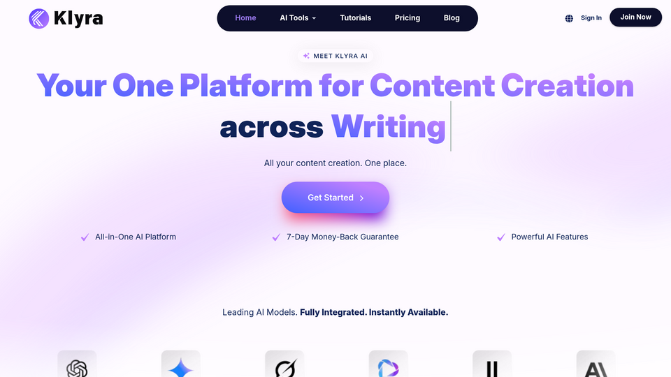 Screenshot of Klyra AI