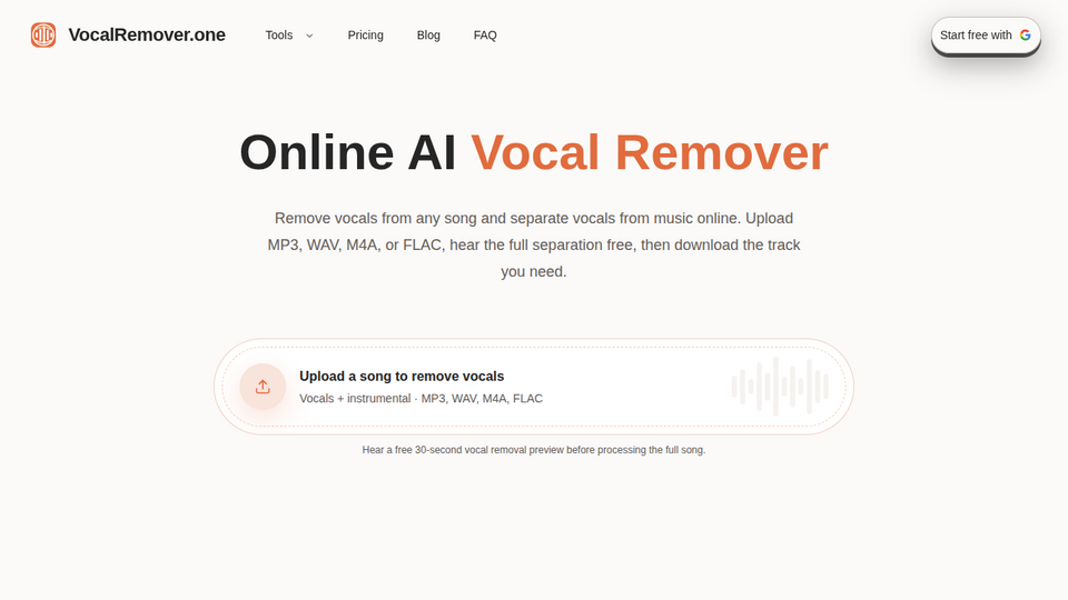 Screenshot of VocalRemover AI