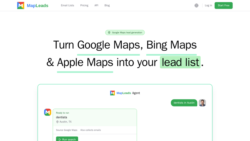 Screenshot of MapLeads