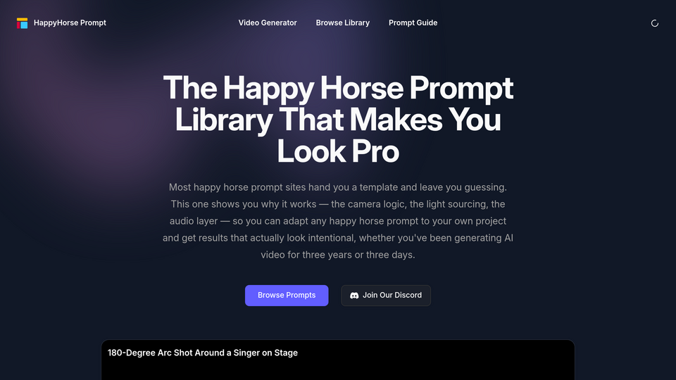 Screenshot of Happy Horse Prompt Lib