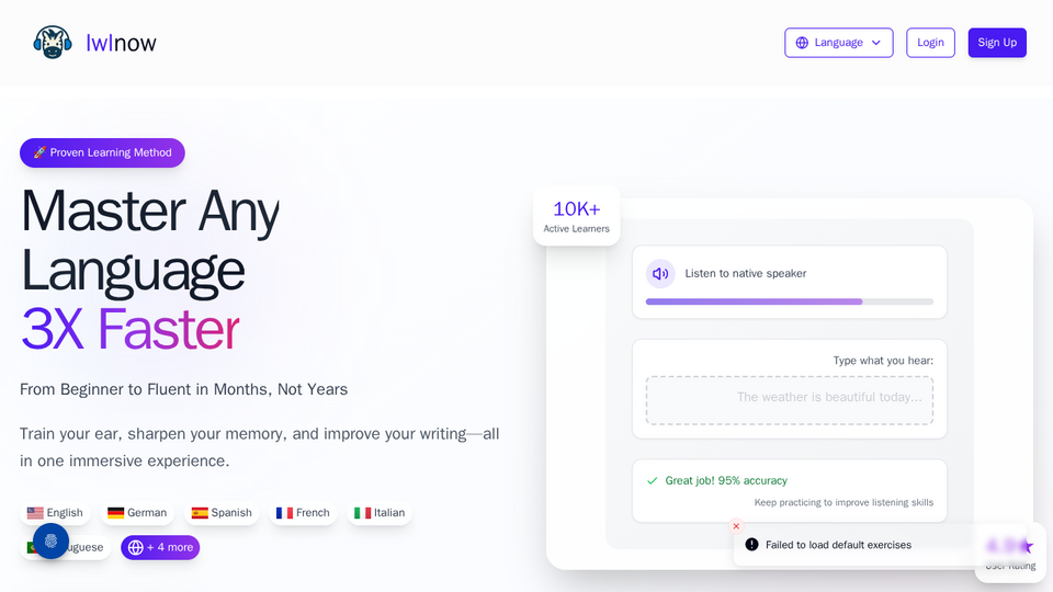 Screenshot of lwlnow