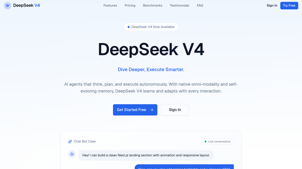 Screenshot of DeepSeek V4