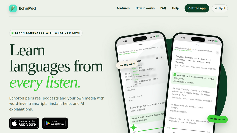 Screenshot of EchoPod