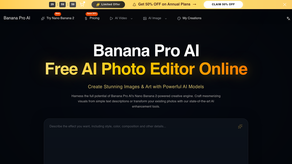 Screenshot of Banana Pro AI