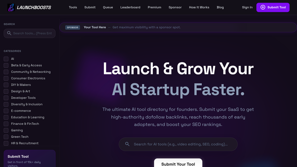 Screenshot of LaunchBoosts