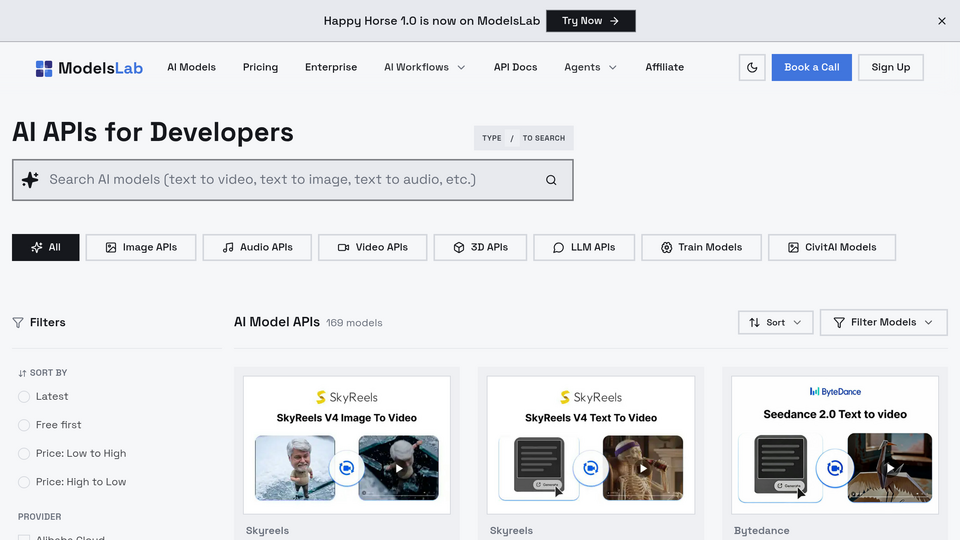 Screenshot of ModelsLab